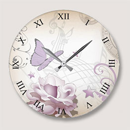 Lavender Vintage Flower, Butterfly, Music, Clocks