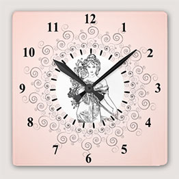 Elegant Vintage Woman Pink Wall Clock