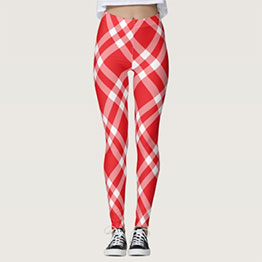 Red and White Plaid Leggings