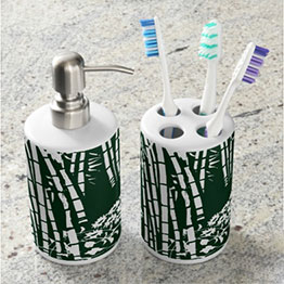 Bamboo Forest Soap Dispenser & Toothbrush Holder