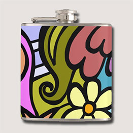 Modern Abstract Cubism Art Hip Flask