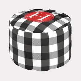 Plaid Monogram Pouf